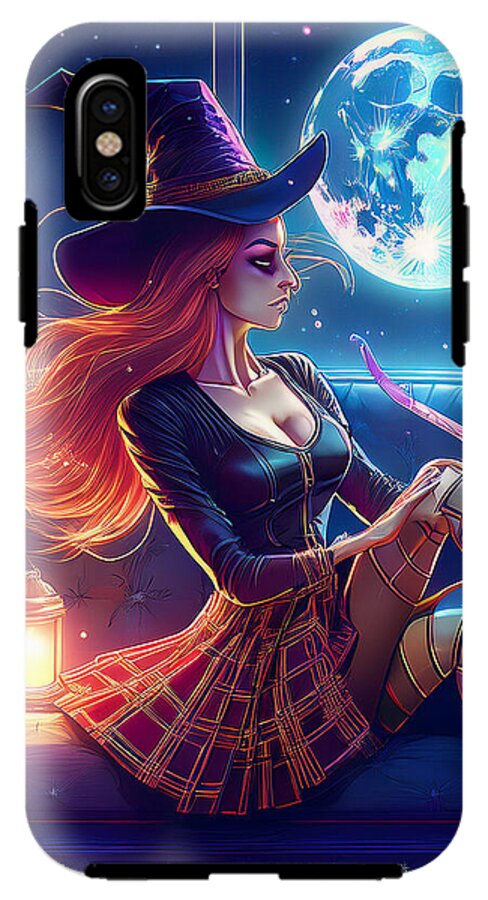 Enchanting Witch in Moonlit Room - Phone Case