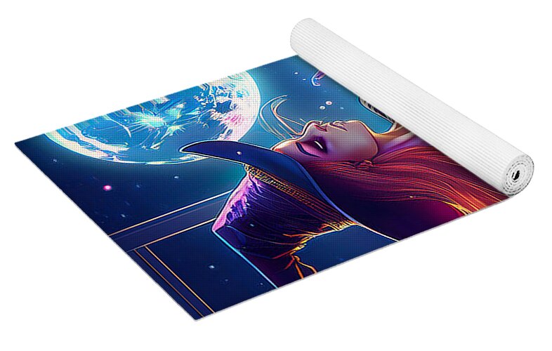 Enchanting Witch in Moonlit Room - Yoga Mat