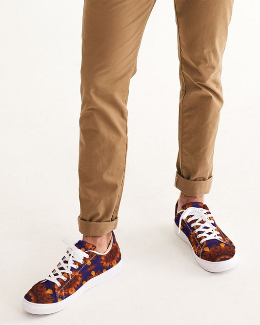 Blue Orange Red Kaleidoscope Men's Faux-Leather Sneaker