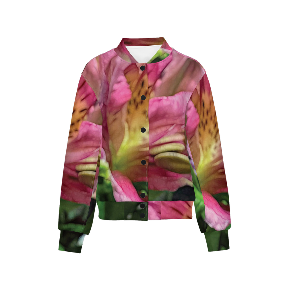 October Flowers 3 Women's Double Layered Bomber Sports Jacket-Techno Scuba Knit