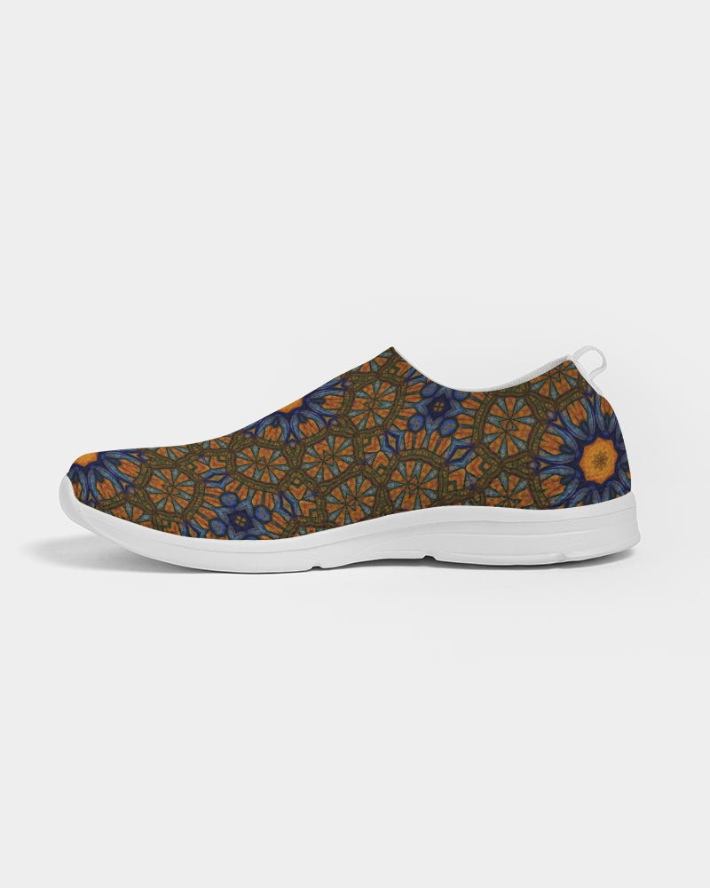 Blue and Yellow Sketch Kaleidoscope Women's Slip-On Flyknit Shoe
