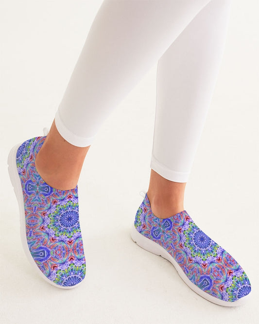 Blue Red Kaleidoscope Women's Slip-On Flyknit Shoe