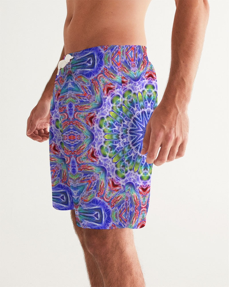 Blue Red Kaleidoscope Men's All-Over Print Swim Trunk