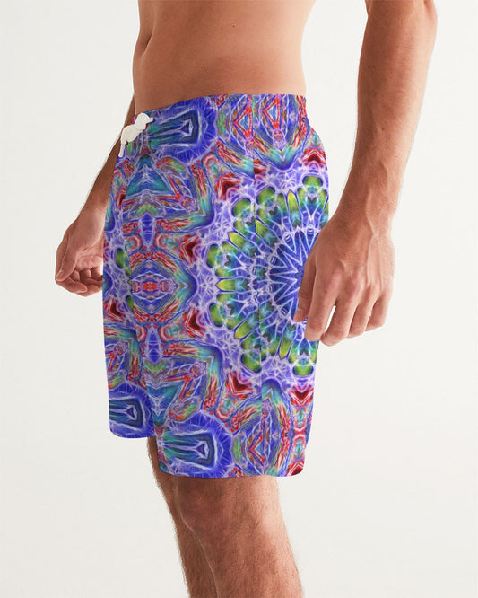 Blue Red Kaleidoscope Men's All-Over Print Swim Trunk