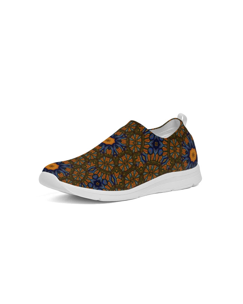 Blue and Yellow Sketch Kaleidoscope Men's Slip-On Flyknit Shoe
