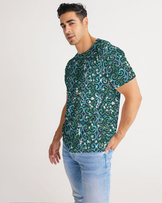 Blue Ice Sparkle Swirl Men's All-Over Print Tee