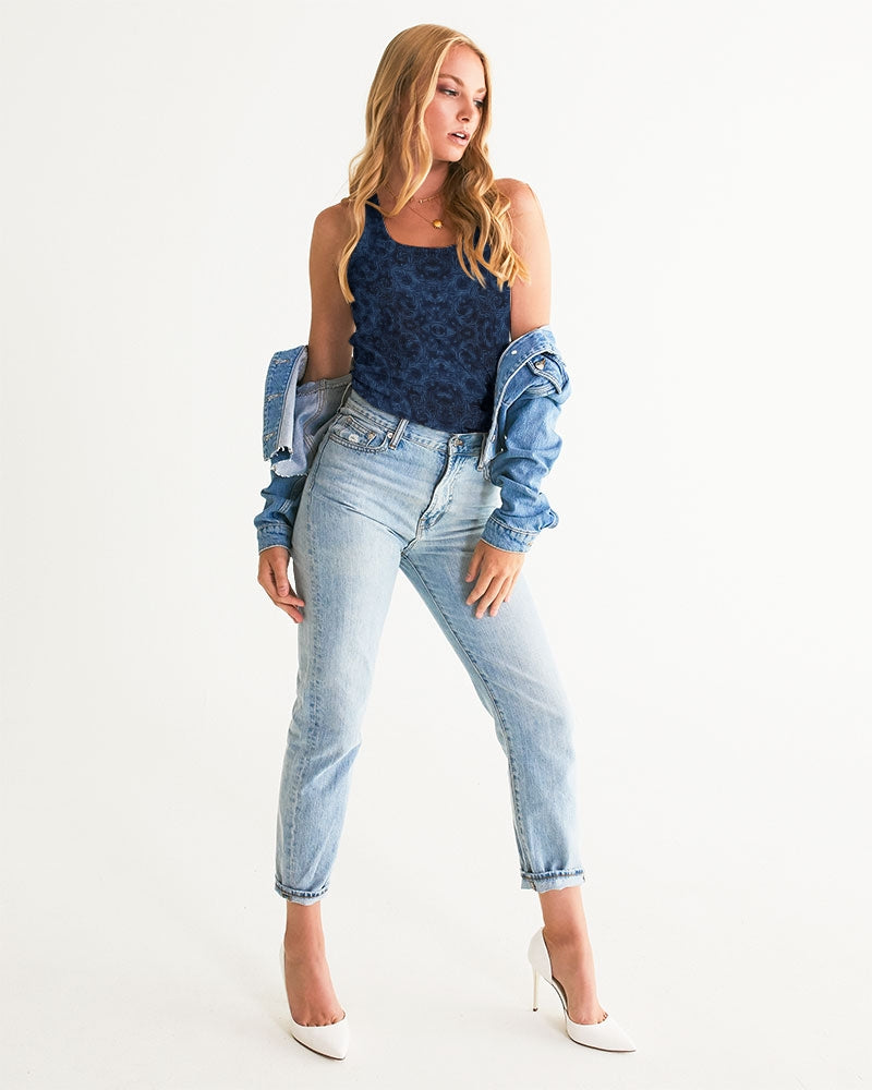 Blue Faux Velvet Kaleidoscope Women's All-Over Print Tank