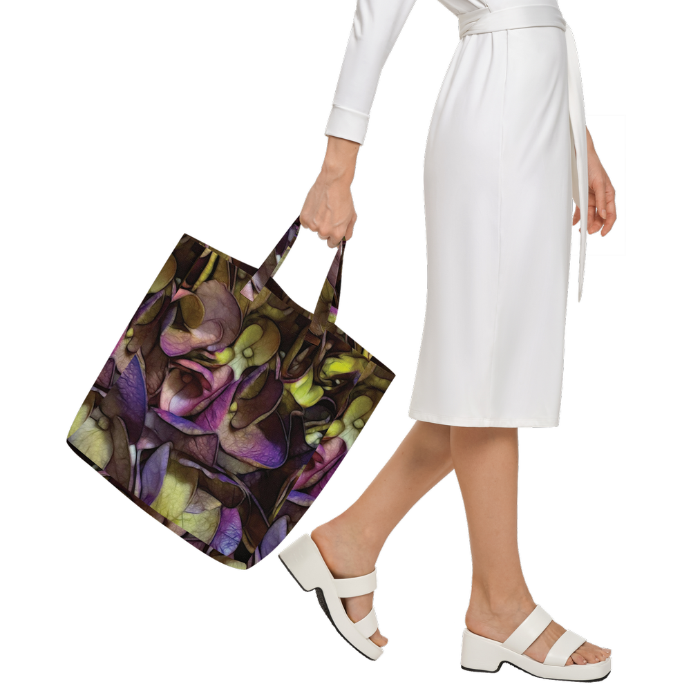 October Flowers 4 Large City Tote Bag Lined with Inside Pocket – Linen Like Fabric