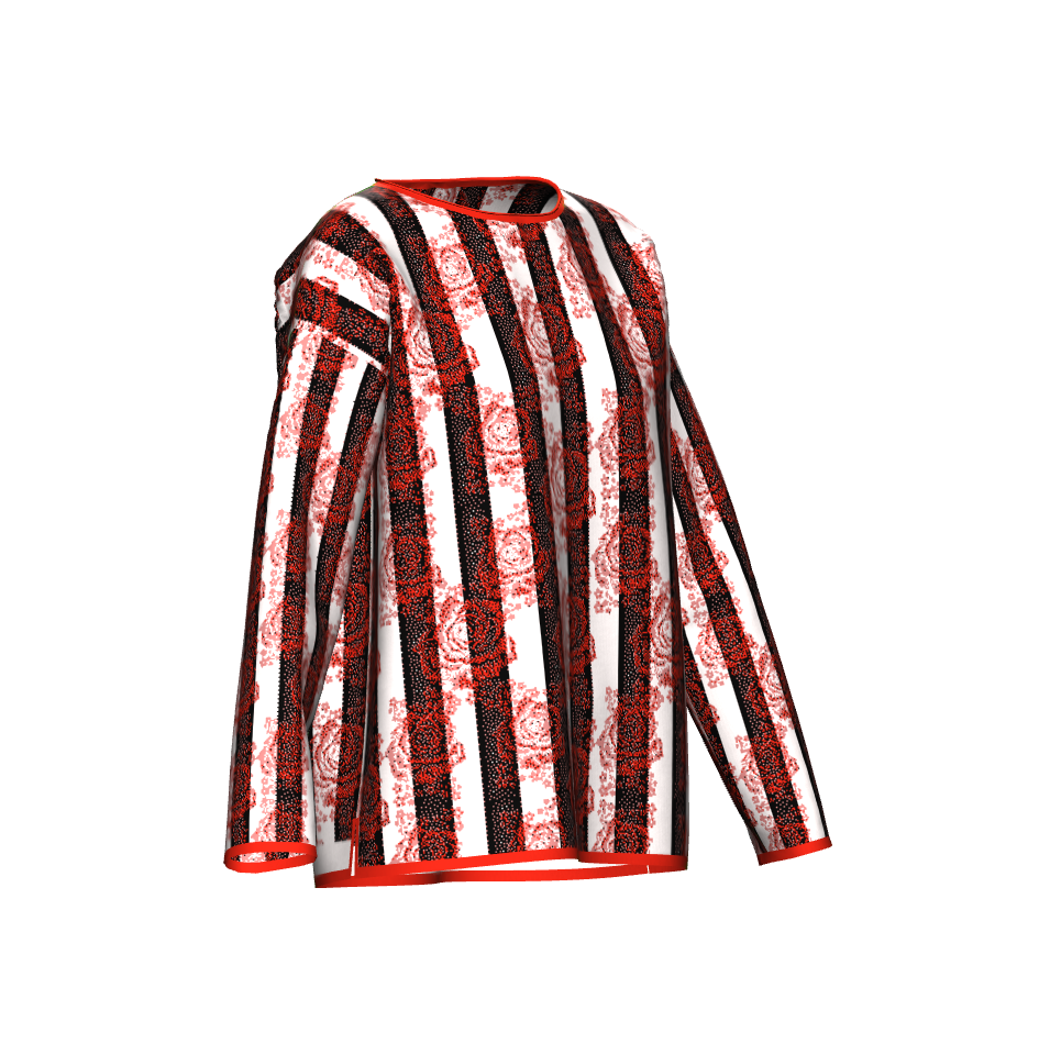 Striped Roses Pattern Sweater