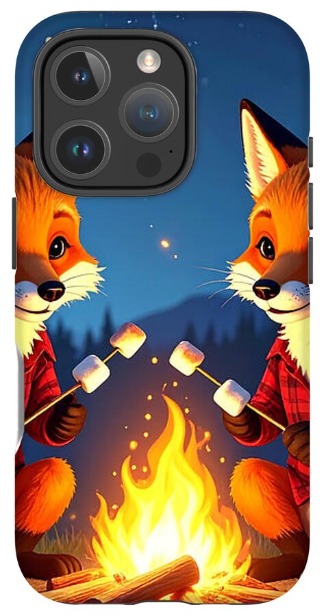 Foxes Toasting Marshmallows Under the Stars - Phone Case