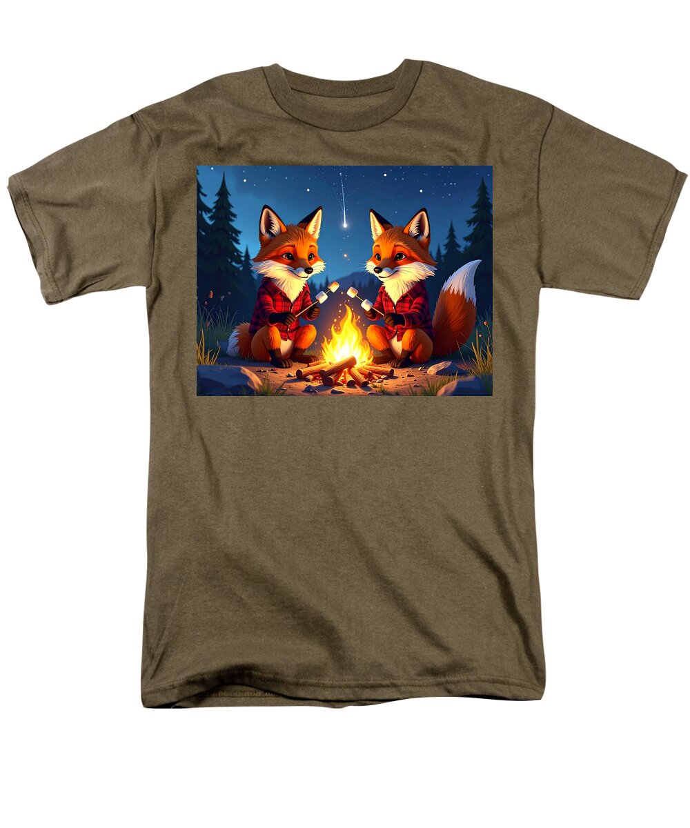 Foxes Toasting Marshmallows Under the Stars - Men's T-Shirt (Regular Fit)