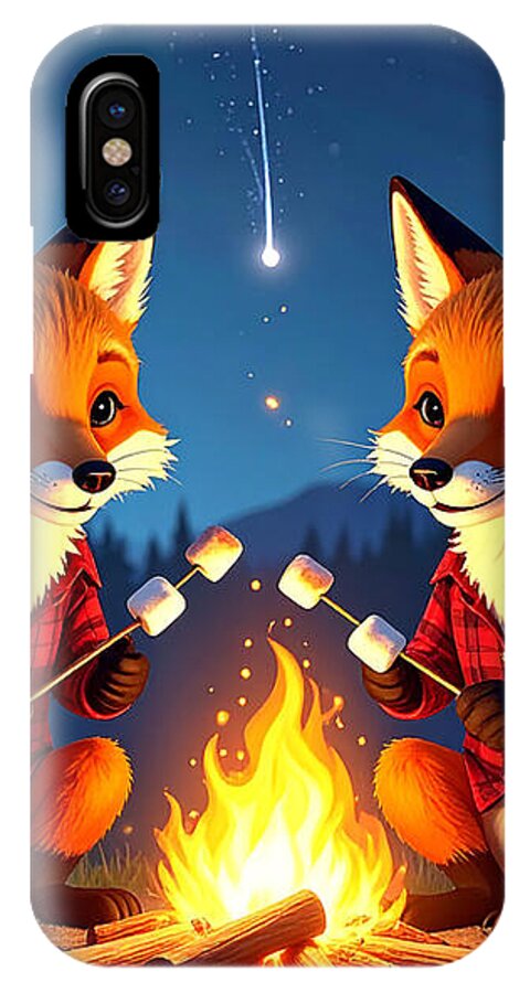 Foxes Toasting Marshmallows Under the Stars - Phone Case
