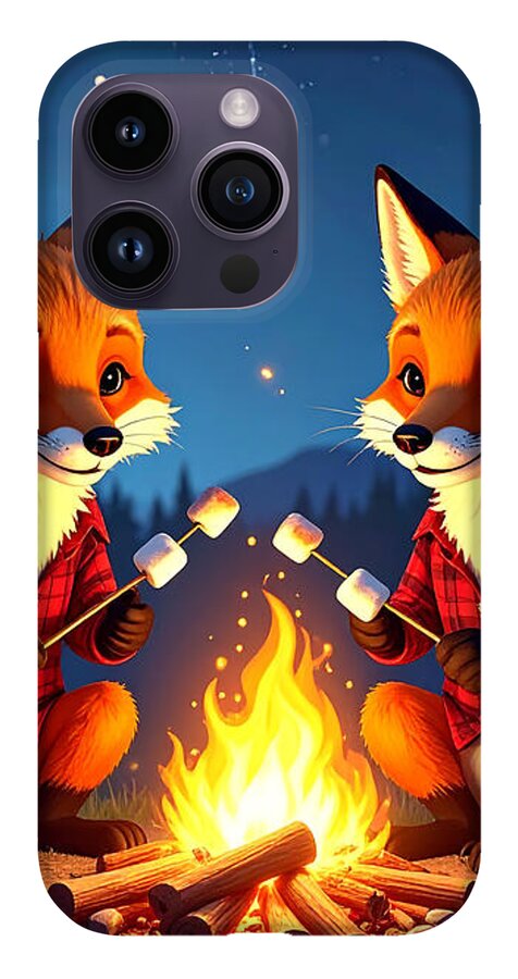 Foxes Toasting Marshmallows Under the Stars - Phone Case