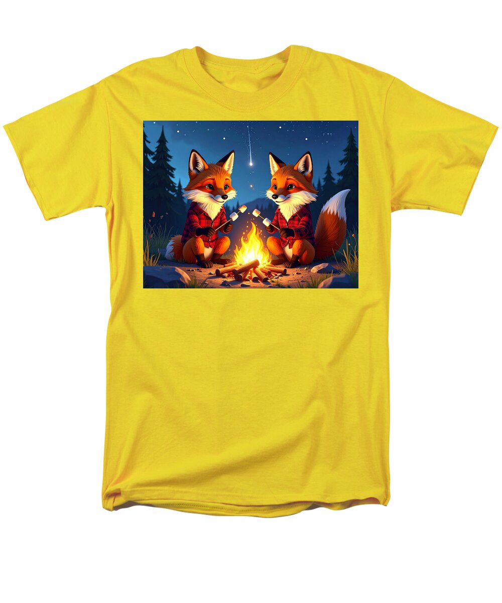Foxes Toasting Marshmallows Under the Stars - Men's T-Shirt (Regular Fit)