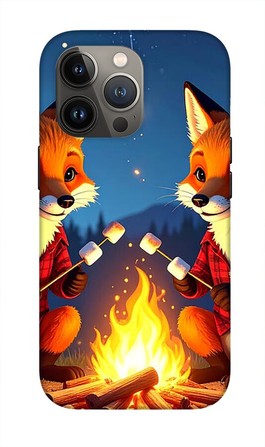 Foxes Toasting Marshmallows Under the Stars - Phone Case