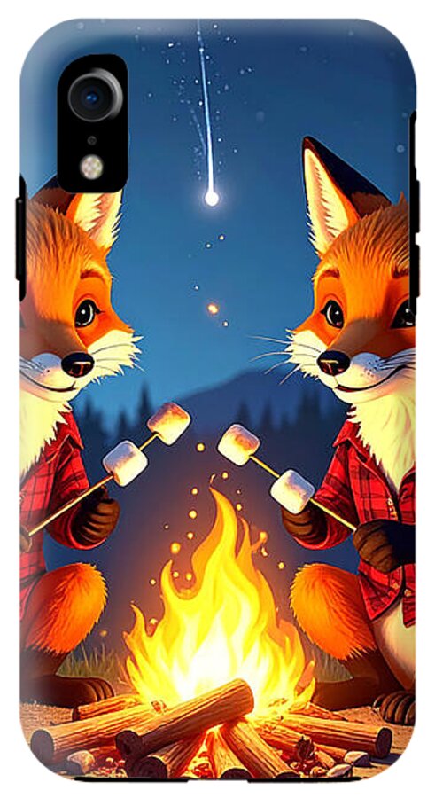 Foxes Toasting Marshmallows Under the Stars - Phone Case