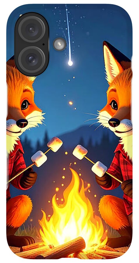 Foxes Toasting Marshmallows Under the Stars - Phone Case