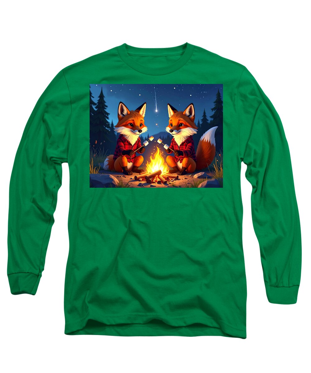 Foxes Toasting Marshmallows Under the Stars - Long Sleeve T-Shirt