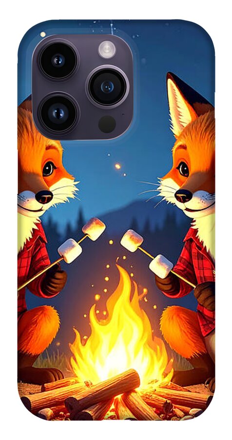 Foxes Toasting Marshmallows Under the Stars - Phone Case