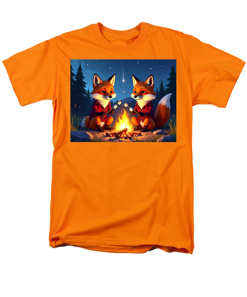 Foxes Toasting Marshmallows Under the Stars - Men's T-Shirt (Regular Fit)