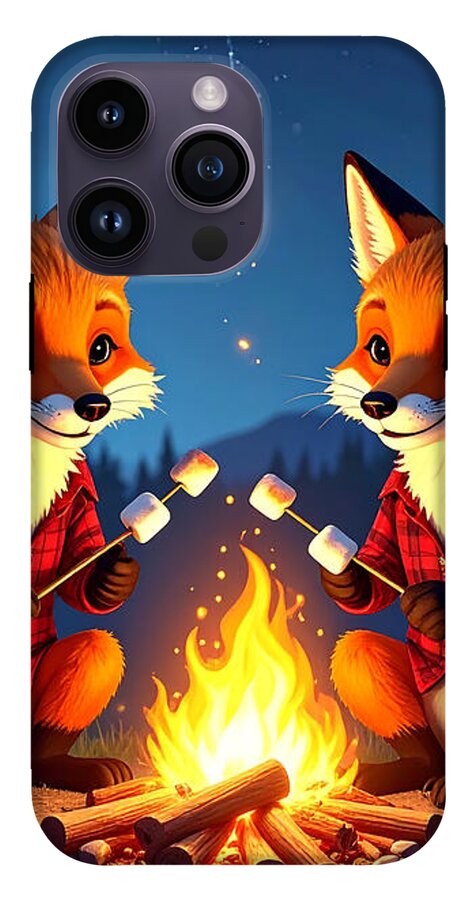 Foxes Toasting Marshmallows Under the Stars - Phone Case