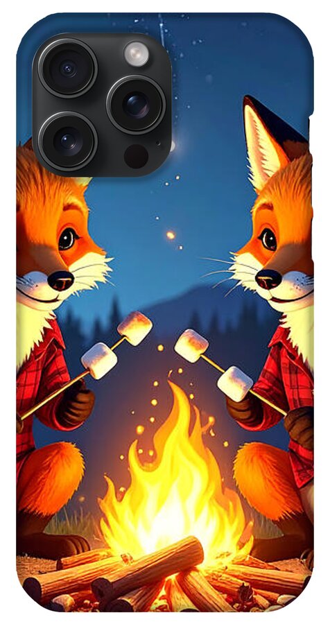 Foxes Toasting Marshmallows Under the Stars - Phone Case