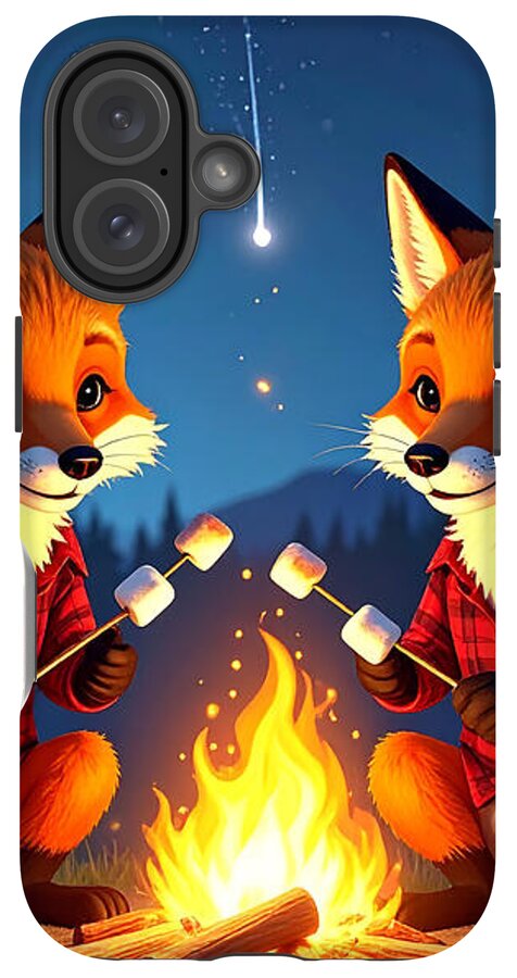 Foxes Toasting Marshmallows Under the Stars - Phone Case