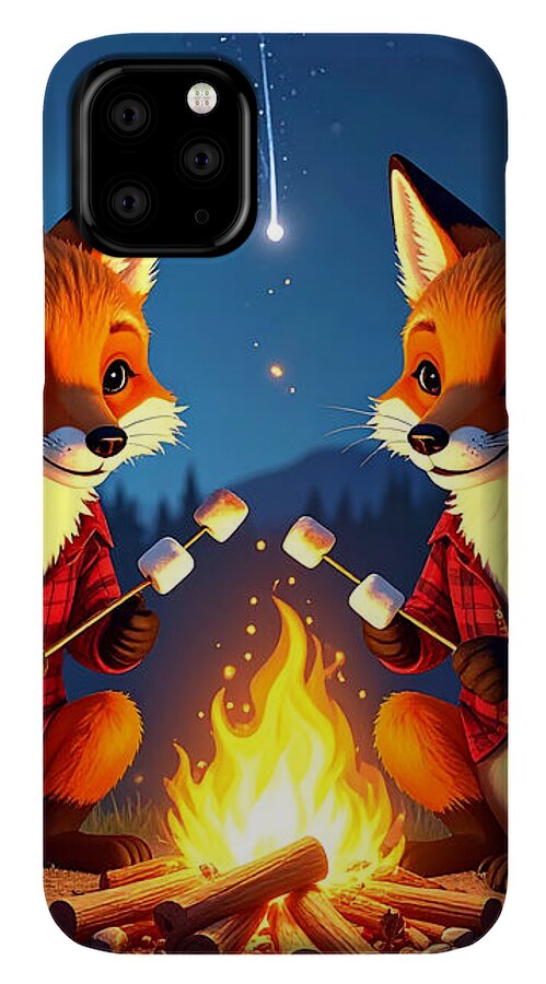 Foxes Toasting Marshmallows Under the Stars - Phone Case