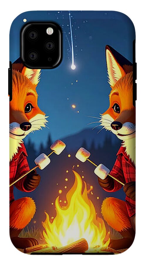 Foxes Toasting Marshmallows Under the Stars - Phone Case