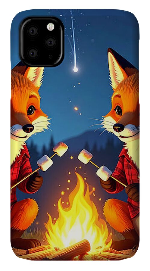 Foxes Toasting Marshmallows Under the Stars - Phone Case