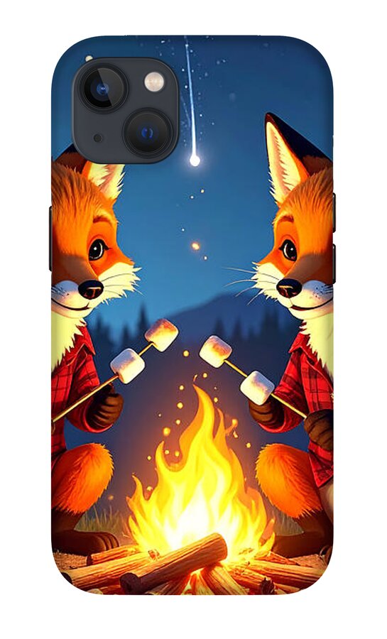 Foxes Toasting Marshmallows Under the Stars - Phone Case
