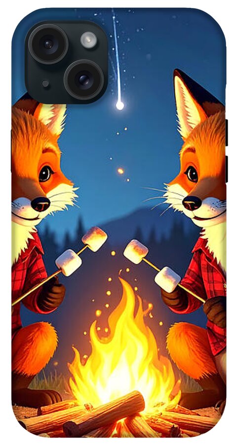 Foxes Toasting Marshmallows Under the Stars - Phone Case