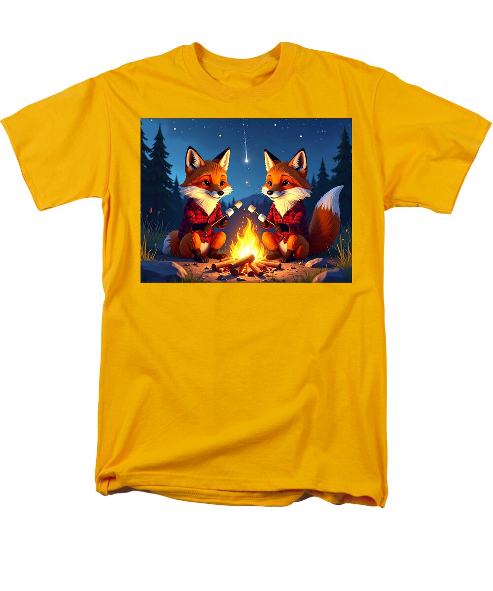Foxes Toasting Marshmallows Under the Stars - Men's T-Shirt (Regular Fit)