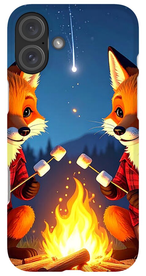 Foxes Toasting Marshmallows Under the Stars - Phone Case