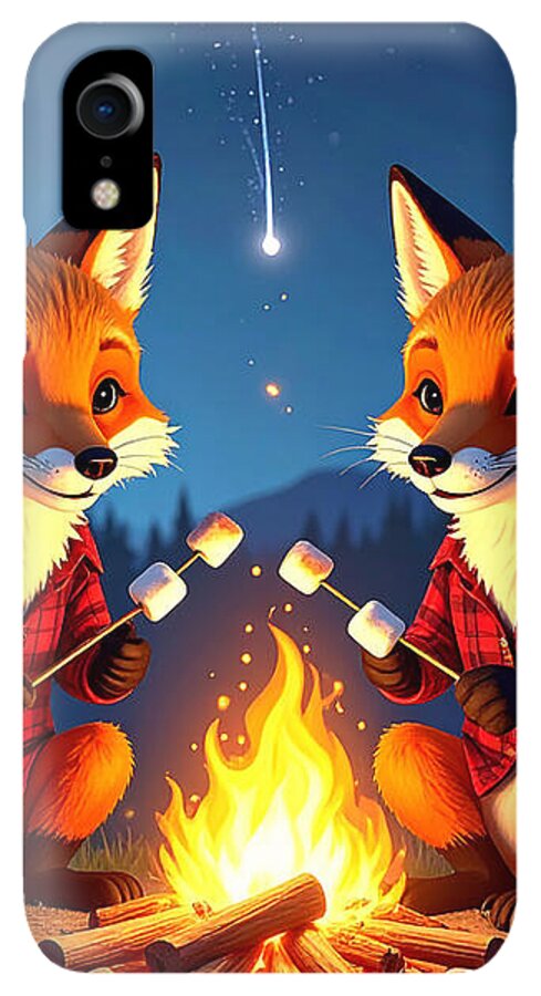 Foxes Toasting Marshmallows Under the Stars - Phone Case