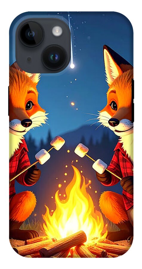 Foxes Toasting Marshmallows Under the Stars - Phone Case