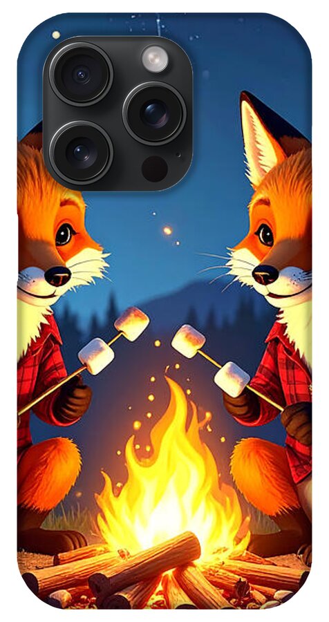 Foxes Toasting Marshmallows Under the Stars - Phone Case