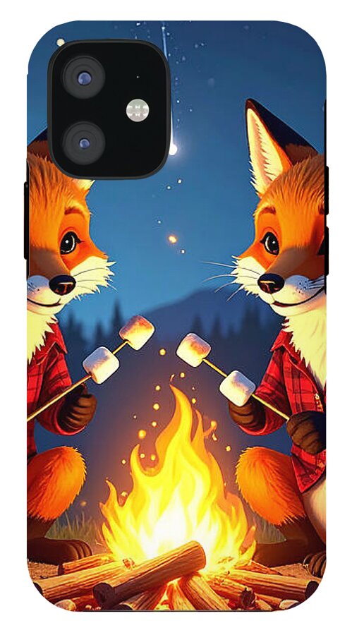 Foxes Toasting Marshmallows Under the Stars - Phone Case