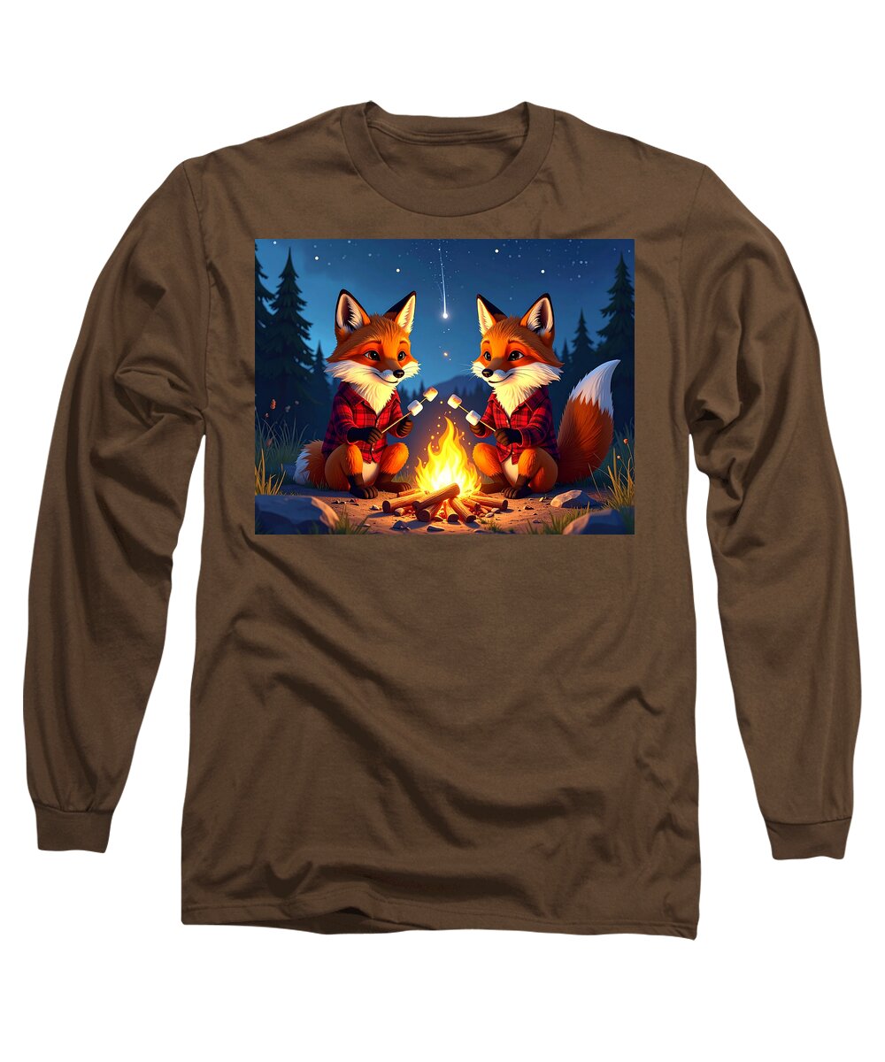 Foxes Toasting Marshmallows Under the Stars - Long Sleeve T-Shirt