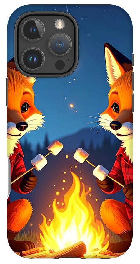 Foxes Toasting Marshmallows Under the Stars - Phone Case