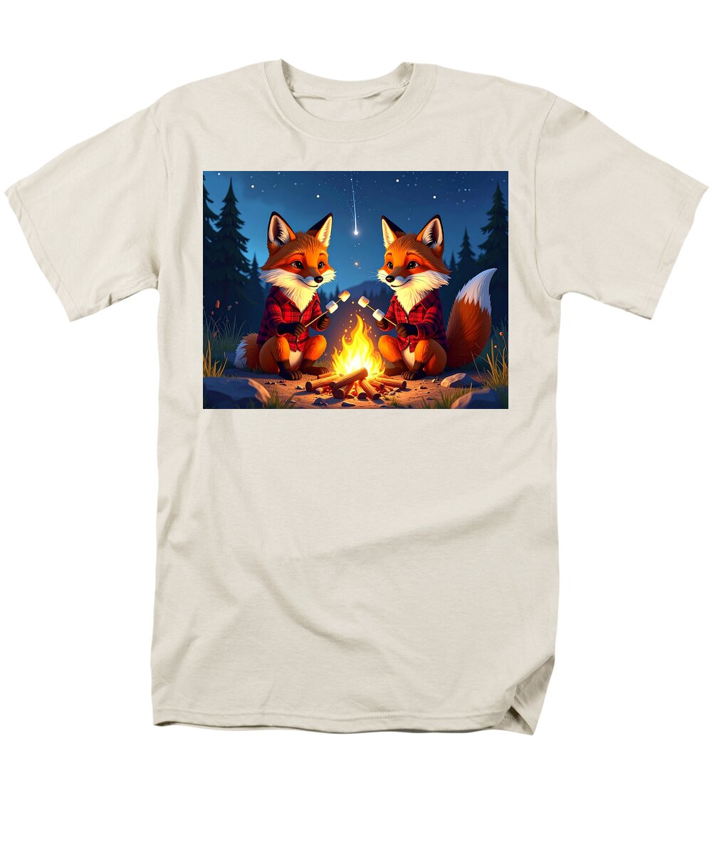 Foxes Toasting Marshmallows Under the Stars - Men's T-Shirt (Regular Fit)