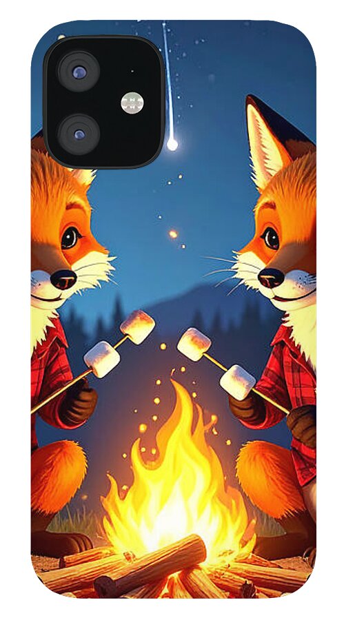 Foxes Toasting Marshmallows Under the Stars - Phone Case
