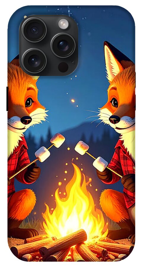 Foxes Toasting Marshmallows Under the Stars - Phone Case