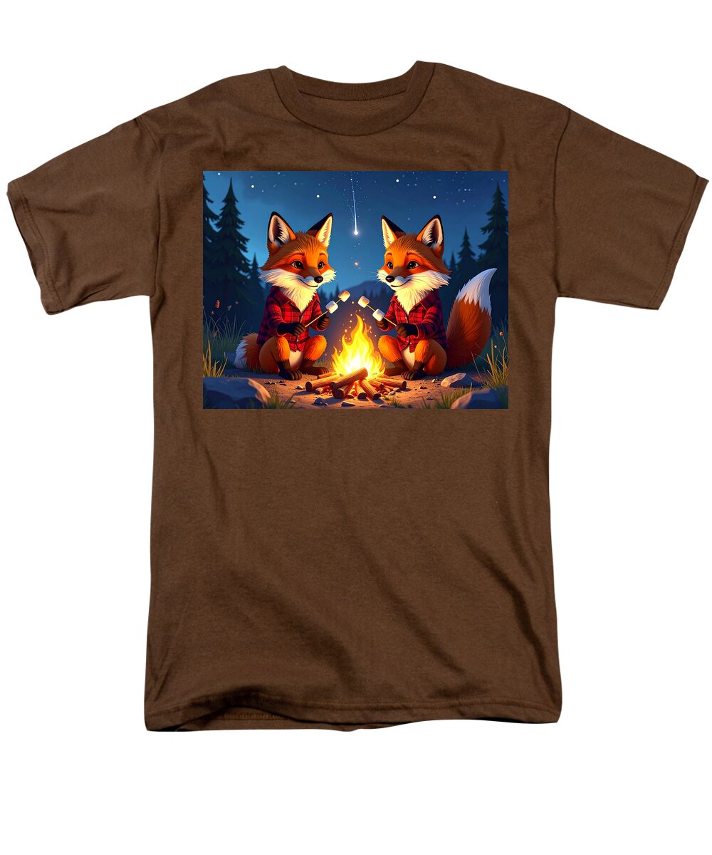 Foxes Toasting Marshmallows Under the Stars - Men's T-Shirt (Regular Fit)
