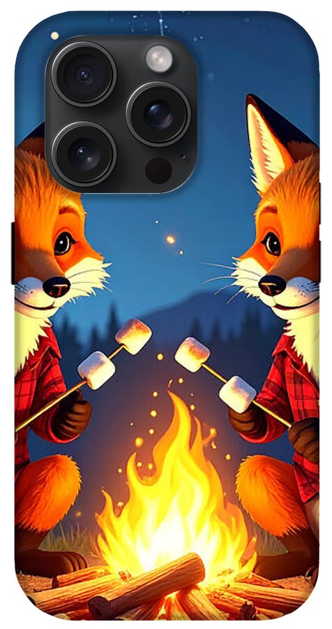 Foxes Toasting Marshmallows Under the Stars - Phone Case