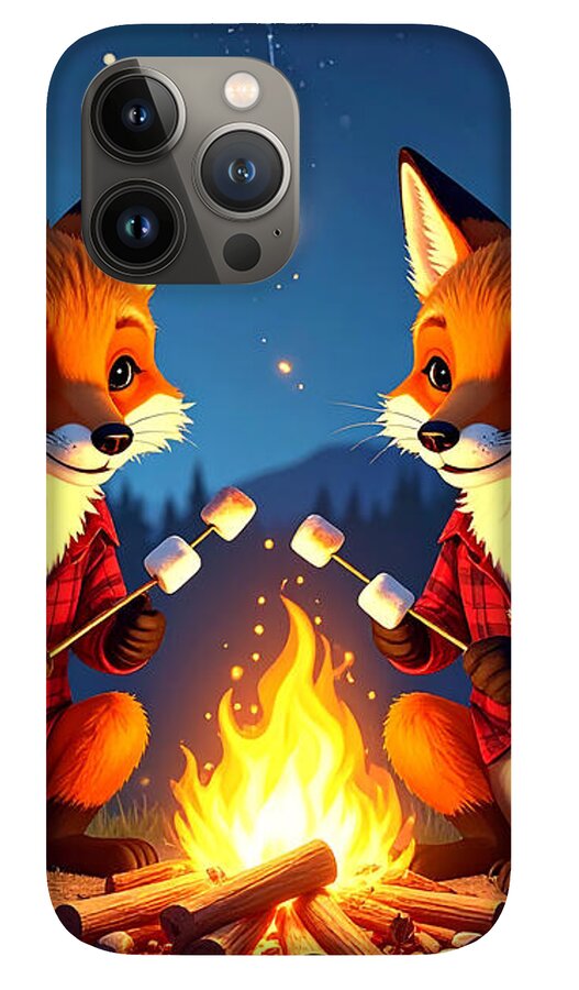 Foxes Toasting Marshmallows Under the Stars - Phone Case