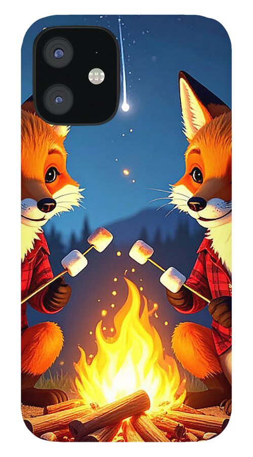 Foxes Toasting Marshmallows Under the Stars - Phone Case