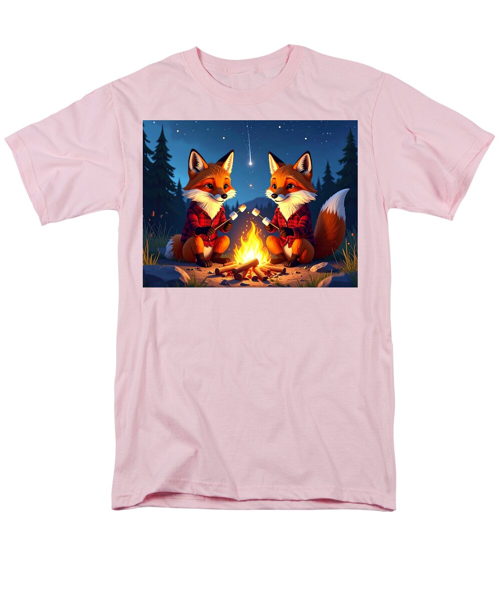 Foxes Toasting Marshmallows Under the Stars - Men's T-Shirt (Regular Fit)