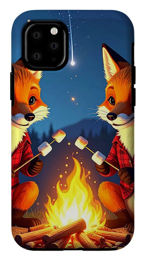 Foxes Toasting Marshmallows Under the Stars - Phone Case