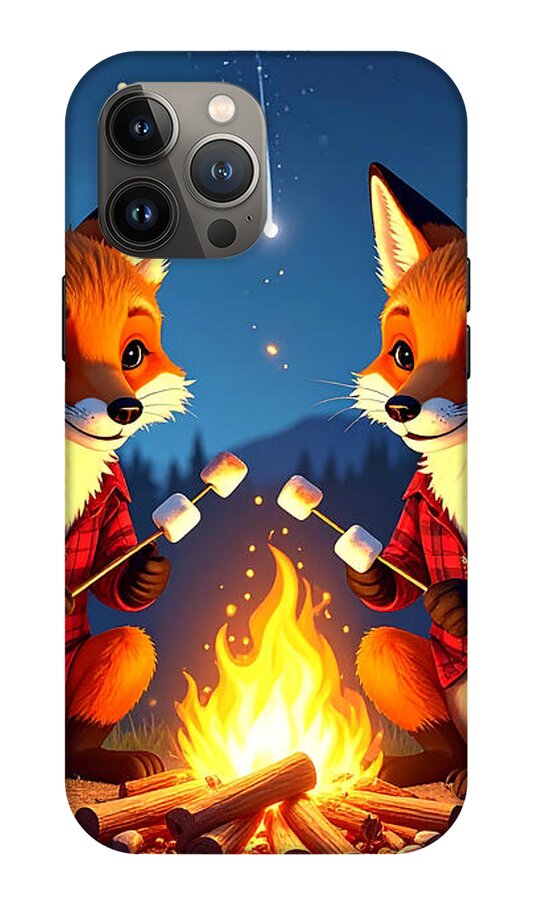Foxes Toasting Marshmallows Under the Stars - Phone Case